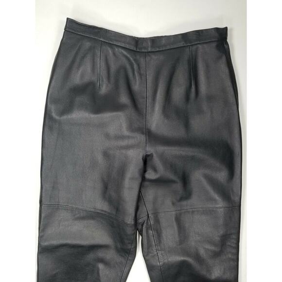 TERRY LEWIS Leather Pants Womens 10 Straight High Rise VTG 90's Grunge Bikerchic - Picture 3 of 8